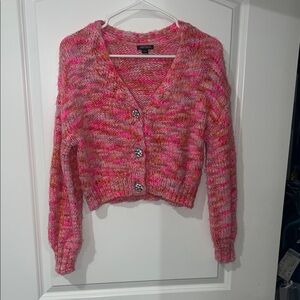 Wild Fable Pink Multicolor cropped Cardigan